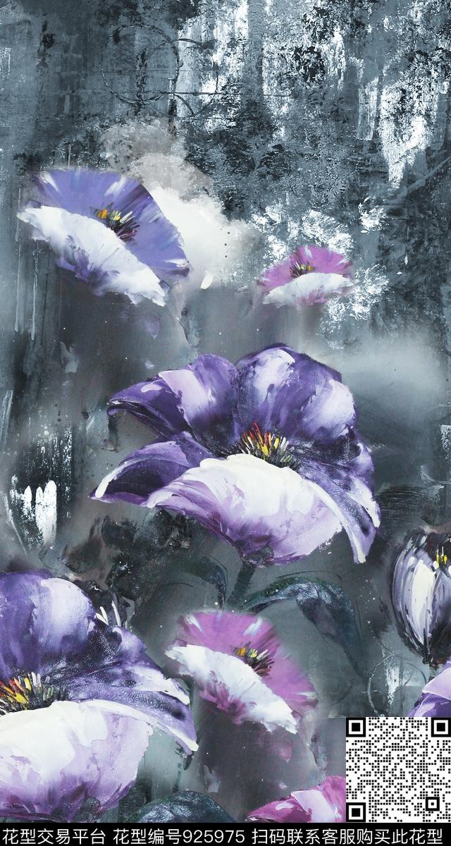 花卉定位花大花数码印花华亿平台下载（图片编号: 925975） - 瓦栏（Walan）