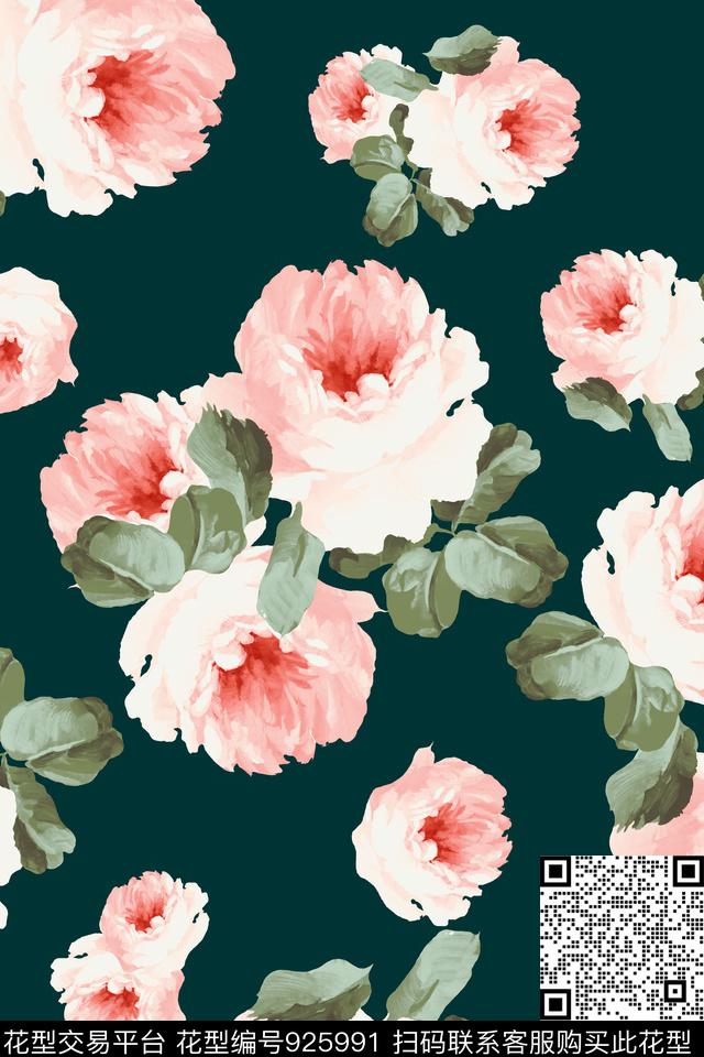 花卉手绘花卉秋冬华亿平台数码印花华亿平台下载（图片编号: 925991） - 瓦栏（Walan）