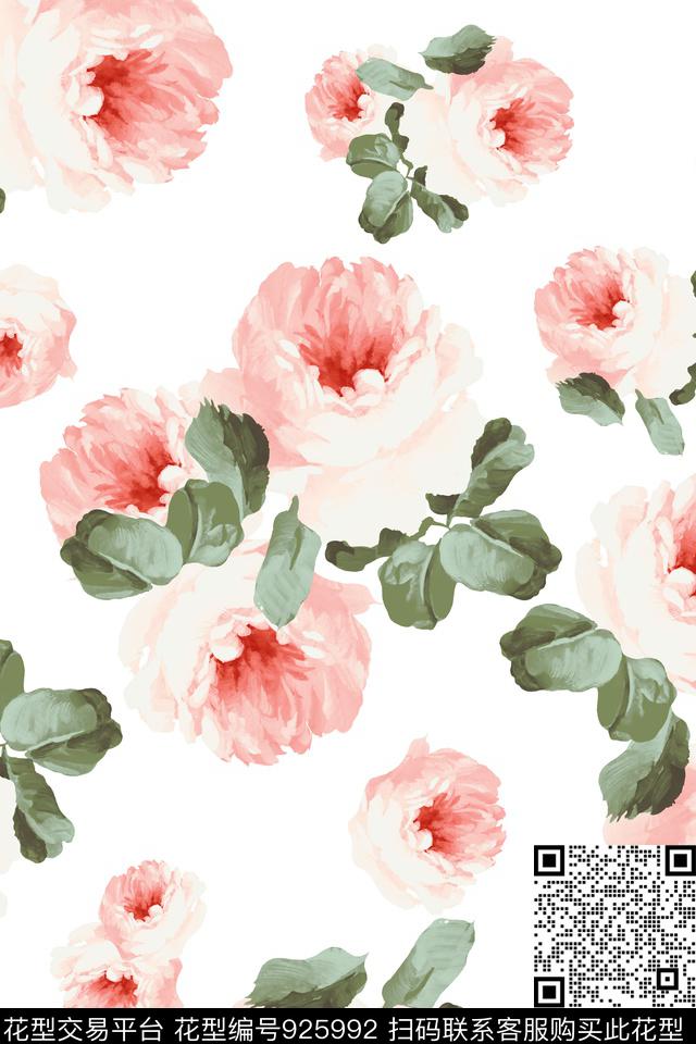 花卉手绘花卉秋冬华亿平台数码印花华亿平台下载（图片编号: 925992） - 瓦栏（Walan）