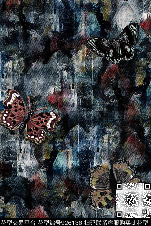 蝴蝶潮牌复古数码印花华亿平台下载（图片编号: 926136） - 瓦栏（Walan）