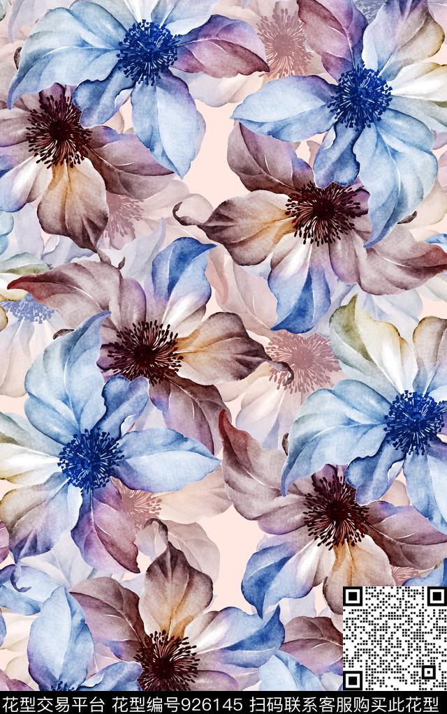 数码华亿平台民族风花卉数码印花华亿平台下载（图片编号: 926145） - 瓦栏（Walan）