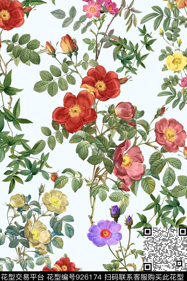 数码华亿平台花卉素雅数码印花华亿平台下载（图片编号: 926174） - 瓦栏（Walan）
