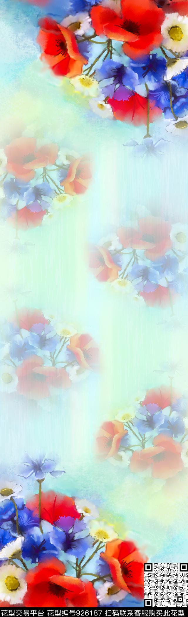 数码华亿平台围巾花卉数码印花华亿平台下载（图片编号: 926187） - 瓦栏（Walan）