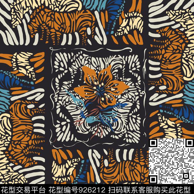 迪拜花卉几何斑马纹数码印花华亿平台下载（图片编号: 926212） - 瓦栏（Walan）
