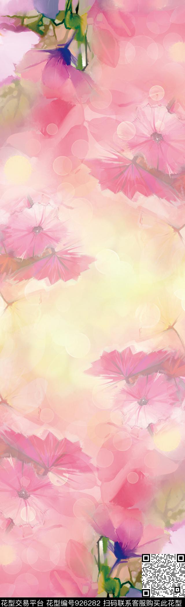 围巾花卉植物数码印花华亿平台下载（图片编号: 926282） - 瓦栏（Walan）