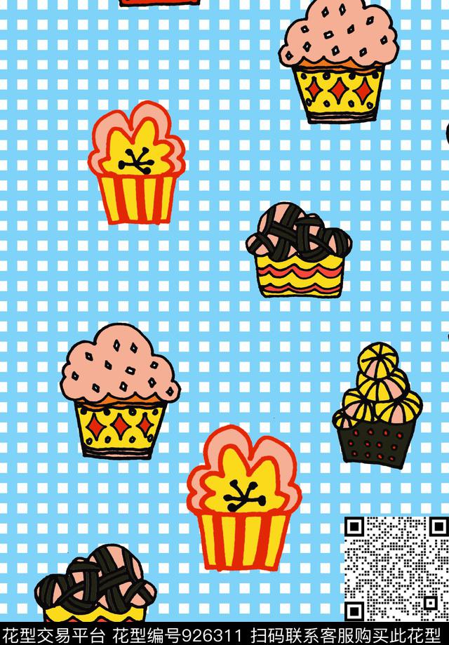 食物卡通蛋糕数码印花华亿平台下载（图片编号: 926311） - 瓦栏（Walan）