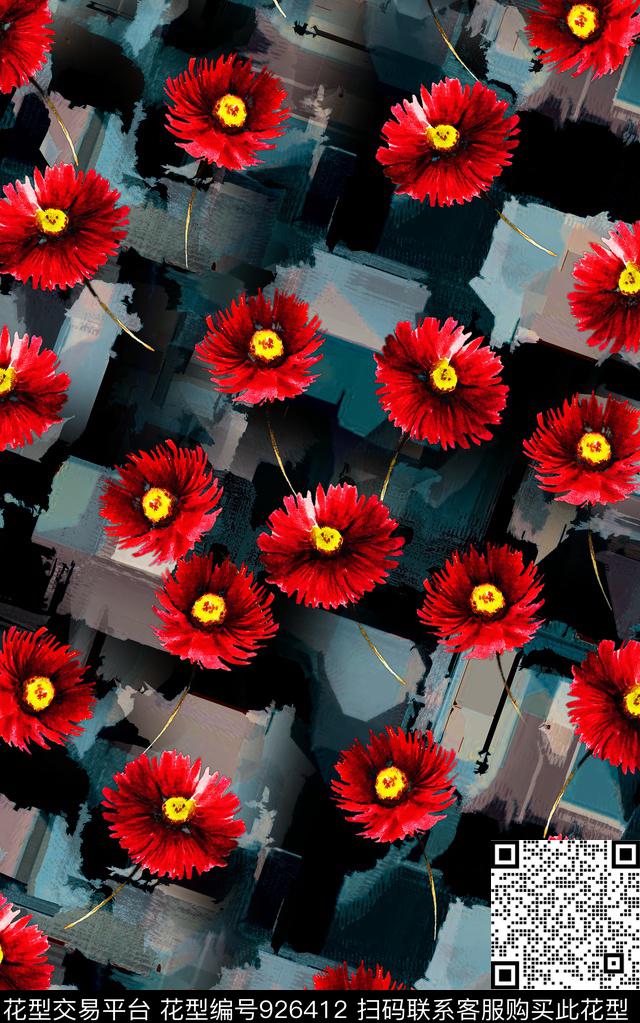 数码华亿平台民族风花卉数码印花华亿平台下载（图片编号: 926412） - 瓦栏（Walan）