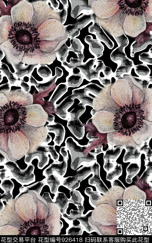 数码华亿平台民族风花卉数码印花华亿平台下载（图片编号: 926418） - 瓦栏（Walan）