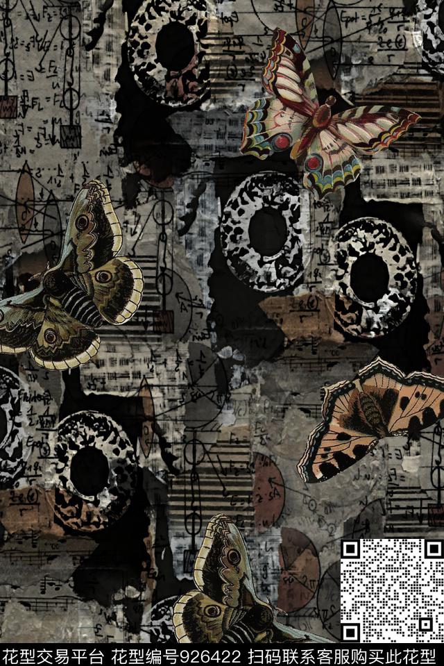 蝴蝶潮牌复古数码印花华亿平台下载（图片编号: 926422） - 瓦栏（Walan）
