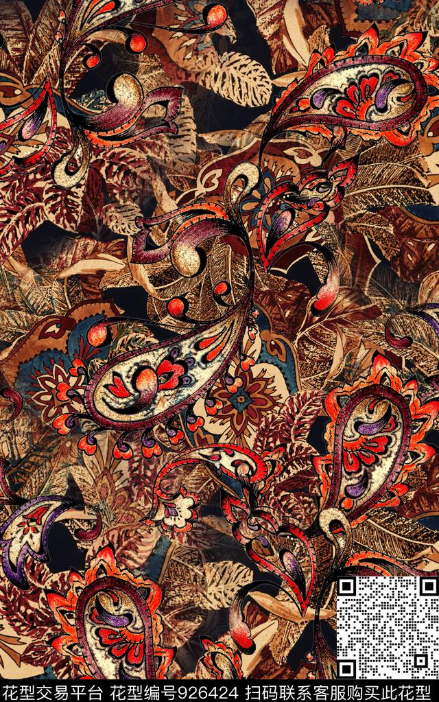 数码华亿平台民族风几何数码印花华亿平台下载（图片编号: 926424） - 瓦栏（Walan）