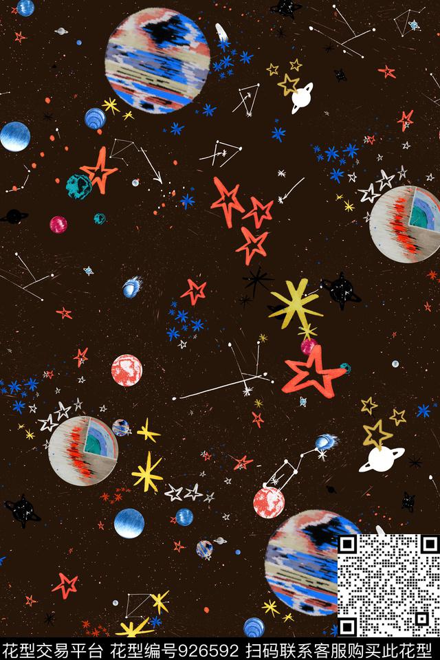 星星炫彩天空数码印花华亿平台下载（图片编号: 926592） - 瓦栏（Walan）