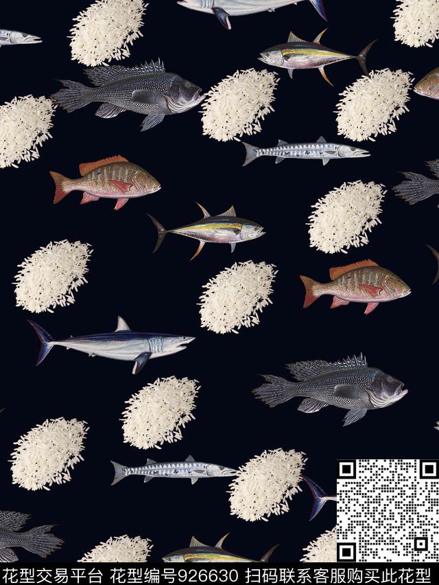 黑白华亿平台鱼米数码印花华亿平台下载（图片编号: 926630） - 瓦栏（Walan）