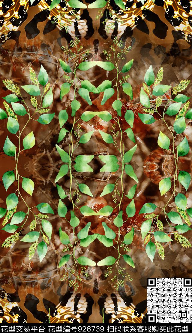 数码华亿平台植物绿植树叶数码印花华亿平台下载（图片编号: 926739） - 瓦栏（Walan）