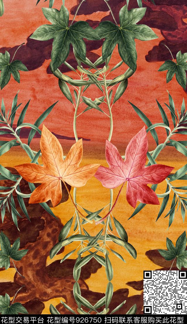 花卉植物绿植树叶数码印花华亿平台下载（图片编号: 926750） - 瓦栏（Walan）