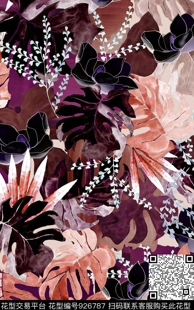 数码华亿平台民族风花卉数码印花华亿平台下载（图片编号: 926787） - 瓦栏（Walan）