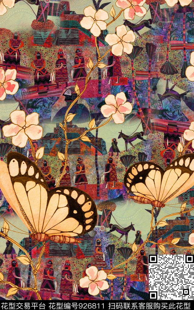 数码华亿平台花卉肌理数码印花华亿平台下载（图片编号: 926811） - 瓦栏（Walan）