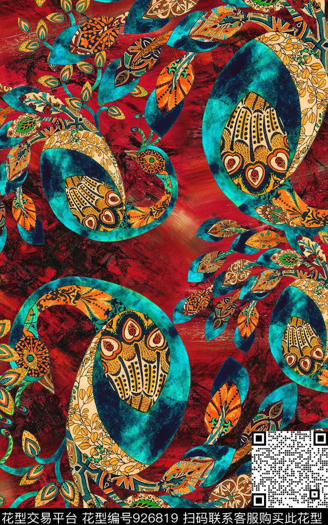 数码华亿平台民族风中国风数码印花华亿平台下载（图片编号: 926819） - 瓦栏（Walan）