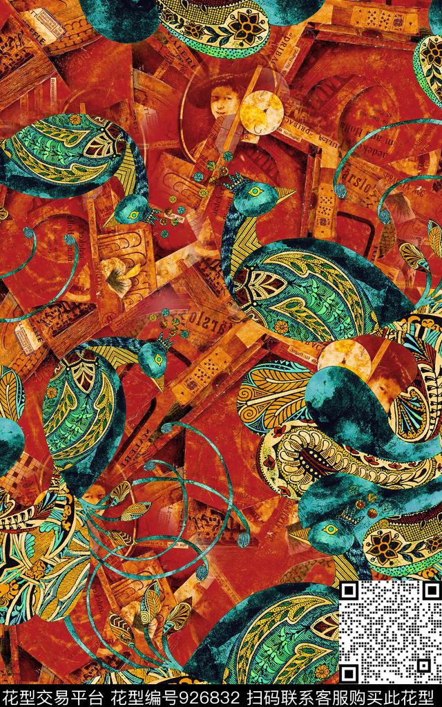 数码华亿平台民族风中国风数码印花华亿平台下载（图片编号: 926832） - 瓦栏（Walan）