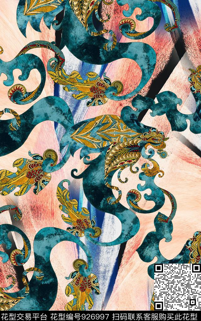 数码华亿平台民族风中国风数码印花华亿平台下载（图片编号: 926997） - 瓦栏（Walan）