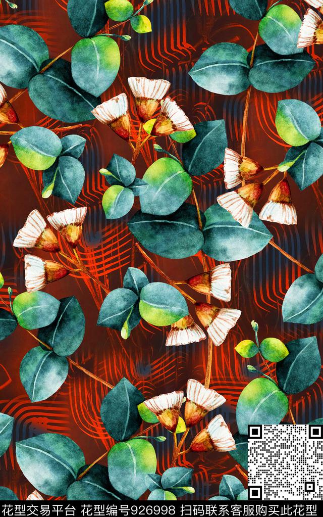 花卉水彩花卉肌理数码印花华亿平台下载（图片编号: 926998） - 瓦栏（Walan）