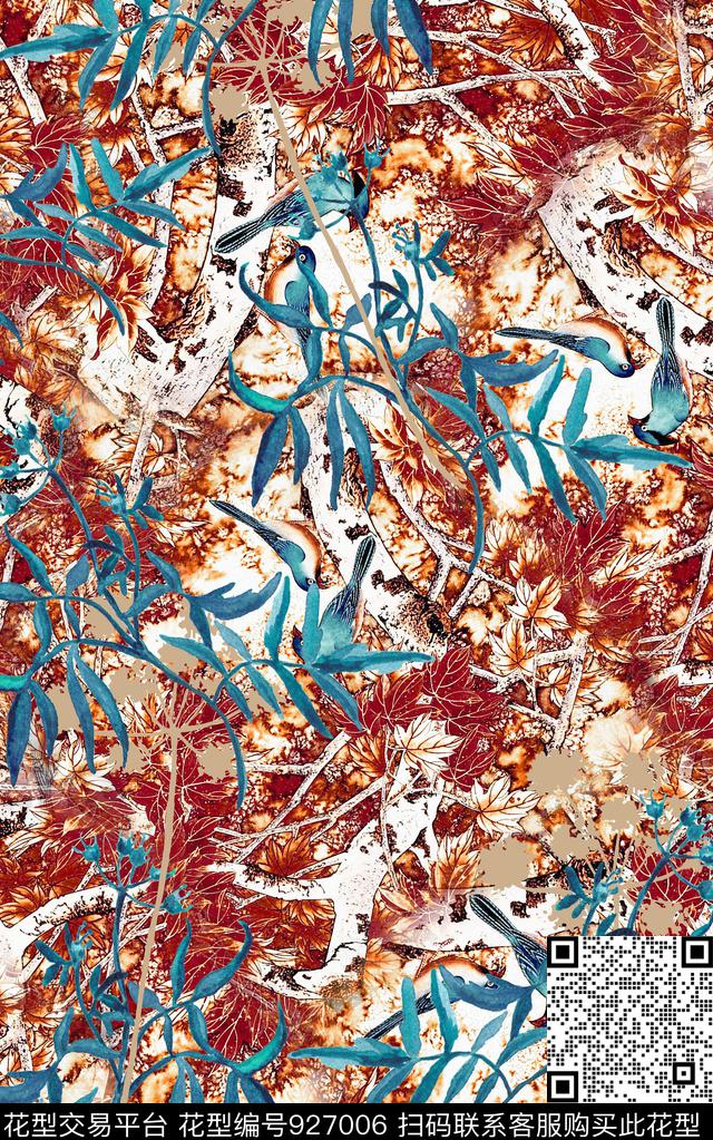 花卉水彩花卉肌理数码印花华亿平台下载（图片编号: 927006） - 瓦栏（Walan）
