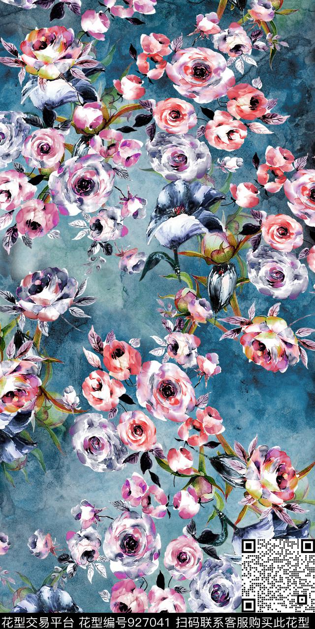 花卉女装3D立体数码印花华亿平台下载（图片编号: 927041） - 瓦栏（Walan）