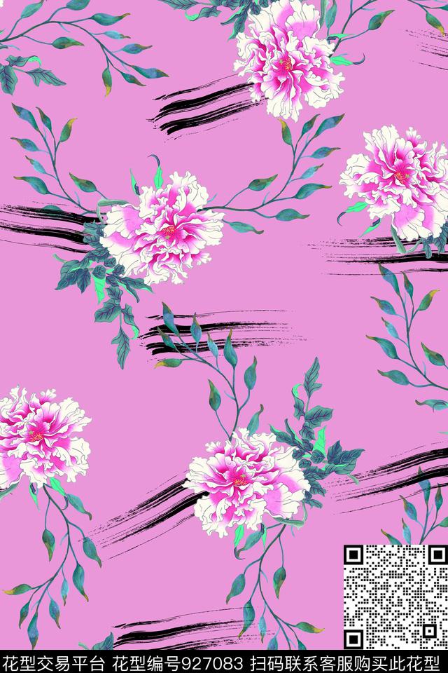 花卉肌理旗袍数码印花华亿平台下载（图片编号: 927083） - 瓦栏（Walan）