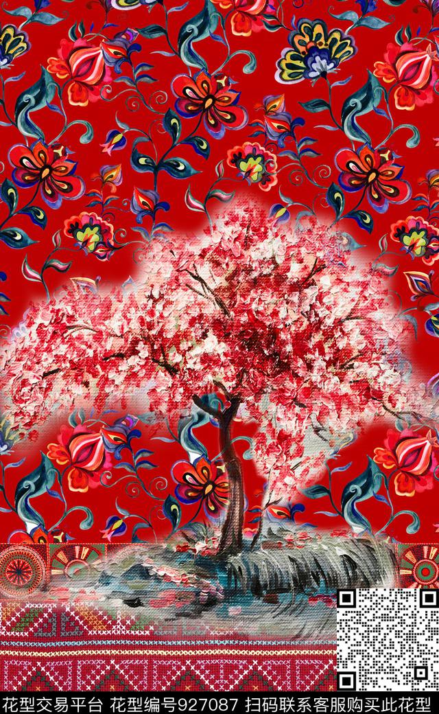 数码华亿平台民族风中国风数码印花华亿平台下载（图片编号: 927087） - 瓦栏（Walan）