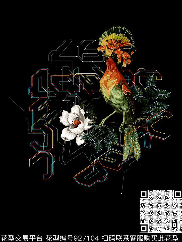 鸟男装动物数码印花华亿平台下载（图片编号: 927104） - 瓦栏（Walan）