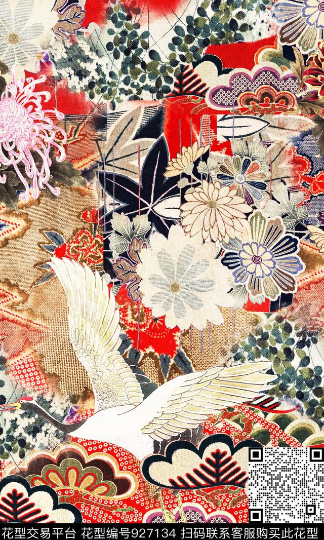 民族风中国风旗袍数码印花华亿平台下载（图片编号: 927134） - 瓦栏（Walan）