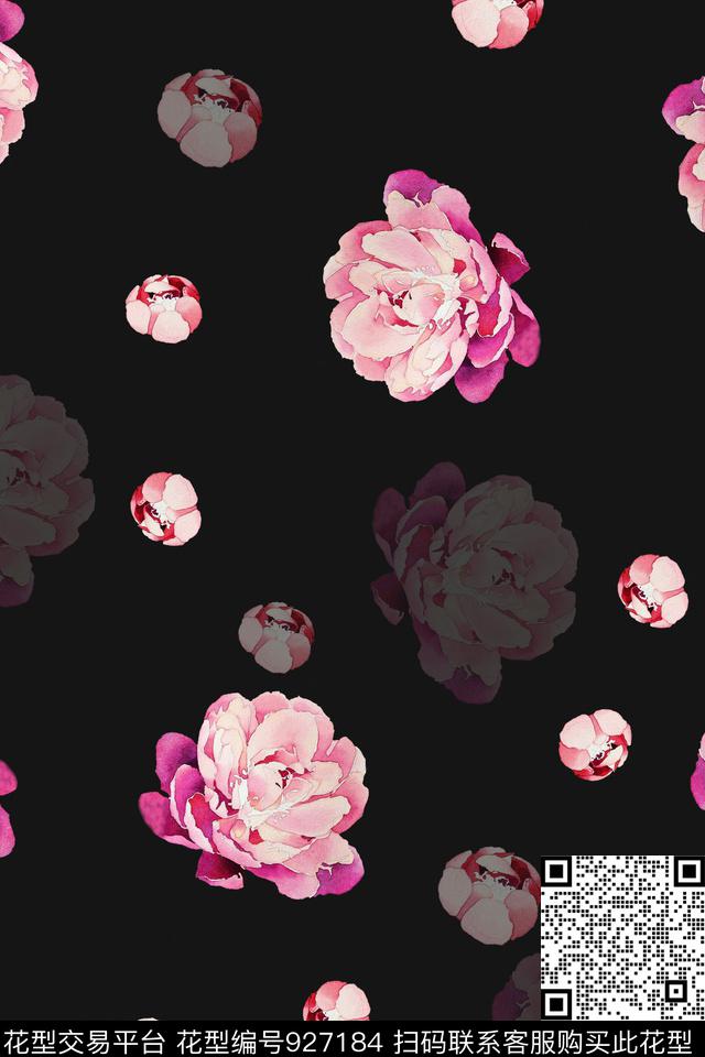 花卉绿植树叶阴影效果数码印花华亿平台下载（图片编号: 927184） - 瓦栏（Walan）