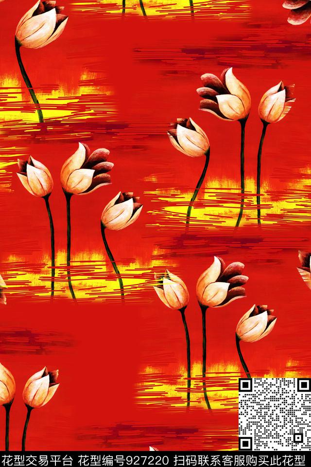 炫彩花卉火热数码印花华亿平台下载（图片编号: 927220） - 瓦栏（Walan）