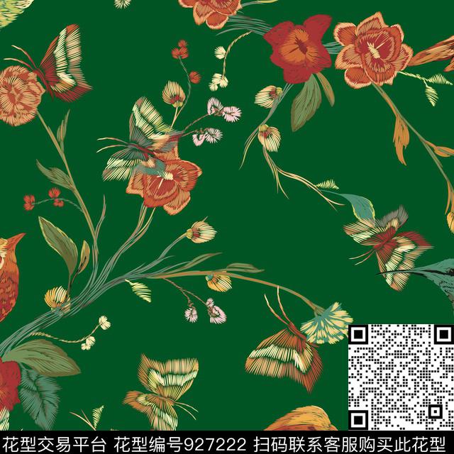 民族风花卉花鸟数码印花华亿平台下载（图片编号: 927222） - 瓦栏（Walan）