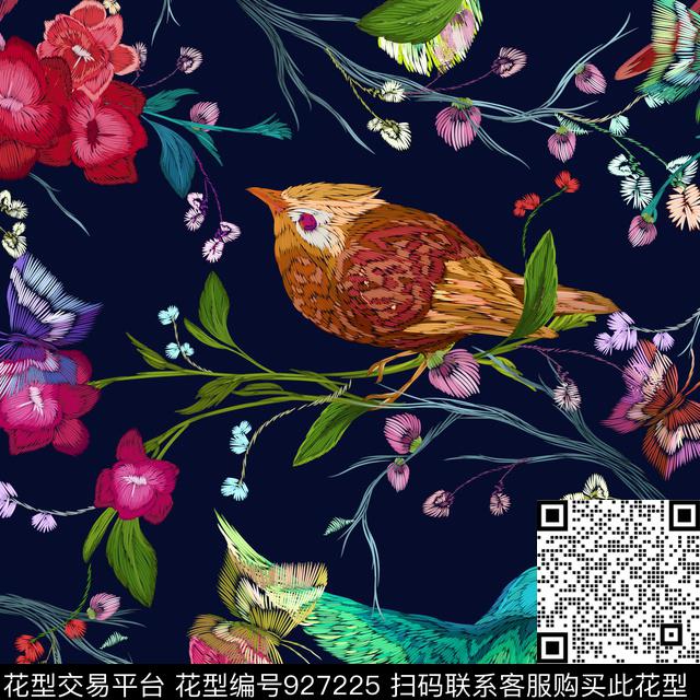 民族风花卉花鸟数码印花华亿平台下载（图片编号: 927225） - 瓦栏（Walan）