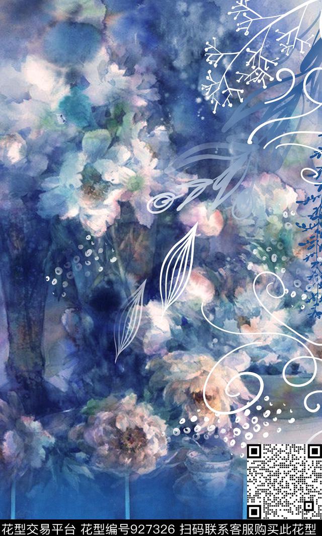 民族风花卉素雅数码印花华亿平台下载（图片编号: 927326） - 瓦栏（Walan）