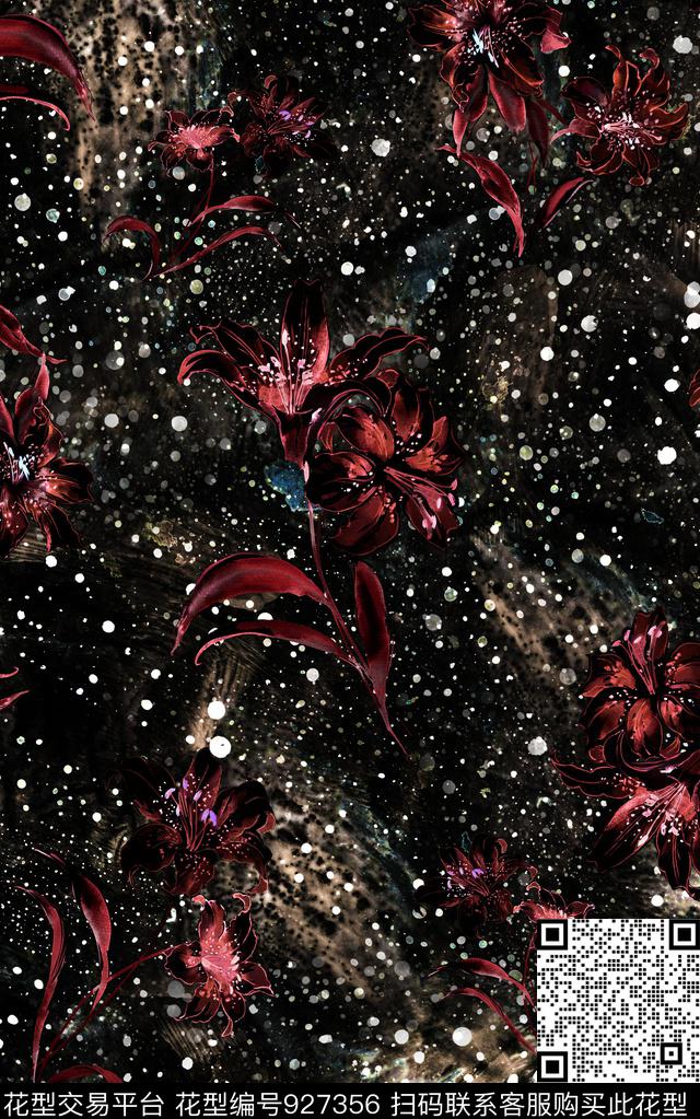 数码华亿平台花卉复古数码印花华亿平台下载（图片编号: 927356） - 瓦栏（Walan）