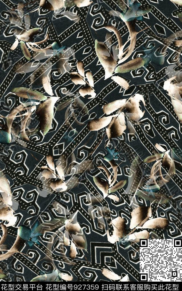 数码华亿平台民族风花卉数码印花华亿平台下载（图片编号: 927359） - 瓦栏（Walan）