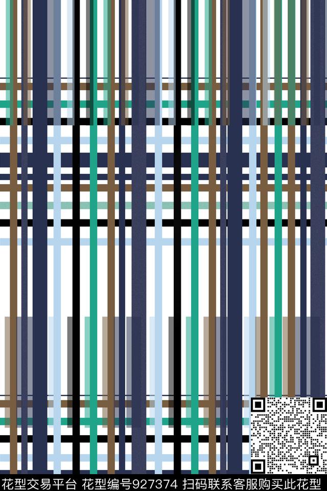 线条格子几何数码印花华亿平台下载（图片编号: 927374） - 瓦栏（Walan）