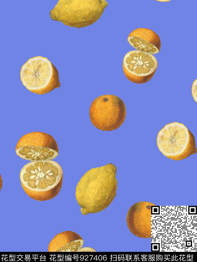 柠檬水果桔子数码印花华亿平台下载（图片编号: 927406） - 瓦栏（Walan）