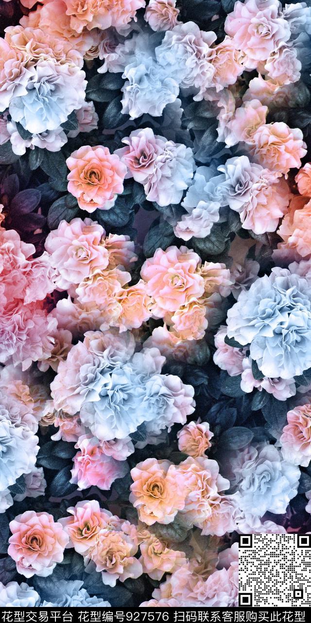 数码华亿平台花卉大牌风数码印花华亿平台下载（图片编号: 927576） - 瓦栏（Walan）