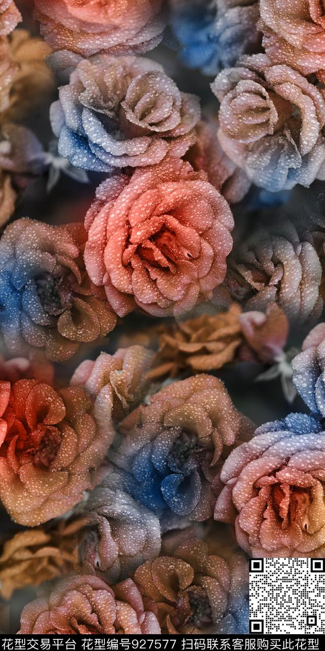 数码华亿平台花卉秋冬华亿平台数码印花华亿平台下载（图片编号: 927577） - 瓦栏（Walan）