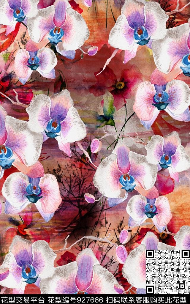 水彩花卉肌理小碎花数码印花华亿平台下载（图片编号: 927666） - 瓦栏（Walan）