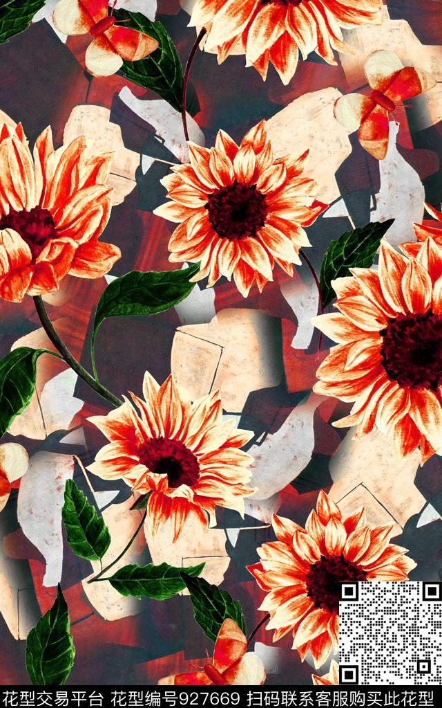 水彩花卉肌理小碎花数码印花华亿平台下载（图片编号: 927669） - 瓦栏（Walan）