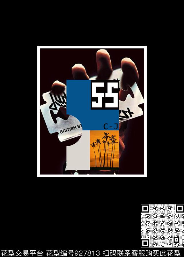 创意胸前独幅刀片数码印花华亿平台下载（图片编号: 927813） - 瓦栏（Walan）