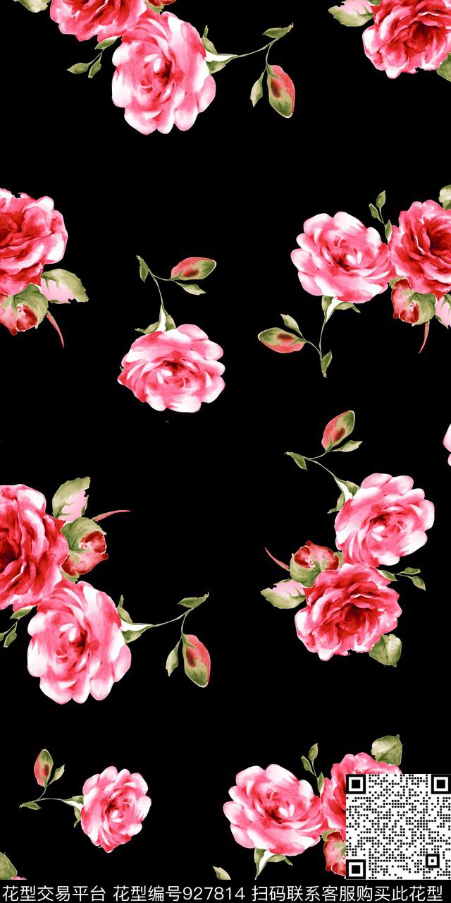 花卉秋冬华亿平台大牌风数码印花华亿平台下载（图片编号: 927814） - 瓦栏（Walan）