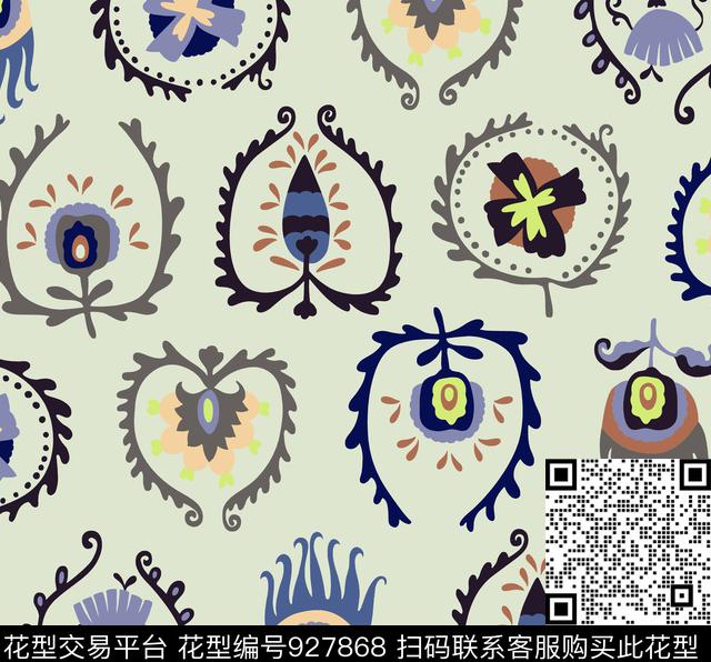 民族风传统华亿平台变形花卉传统印花华亿平台下载（图片编号: 927868） - 瓦栏（Walan）