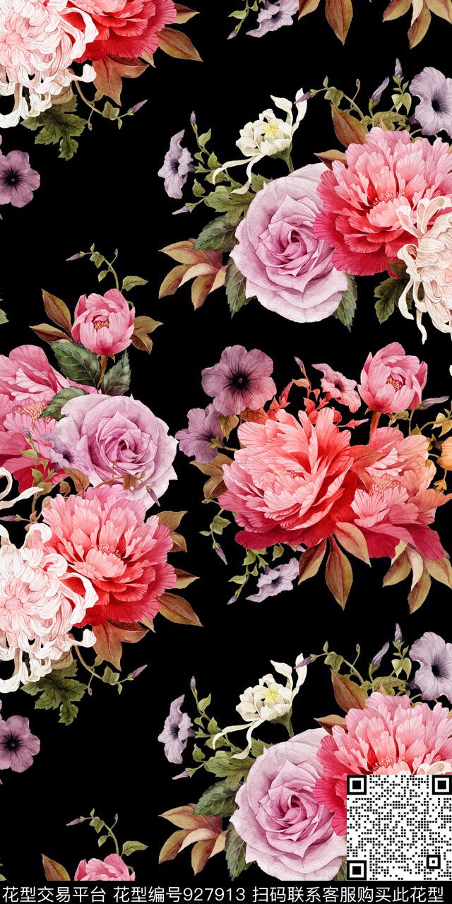 数码华亿平台花卉秋冬华亿平台数码印花华亿平台下载（图片编号: 927913） - 瓦栏（Walan）