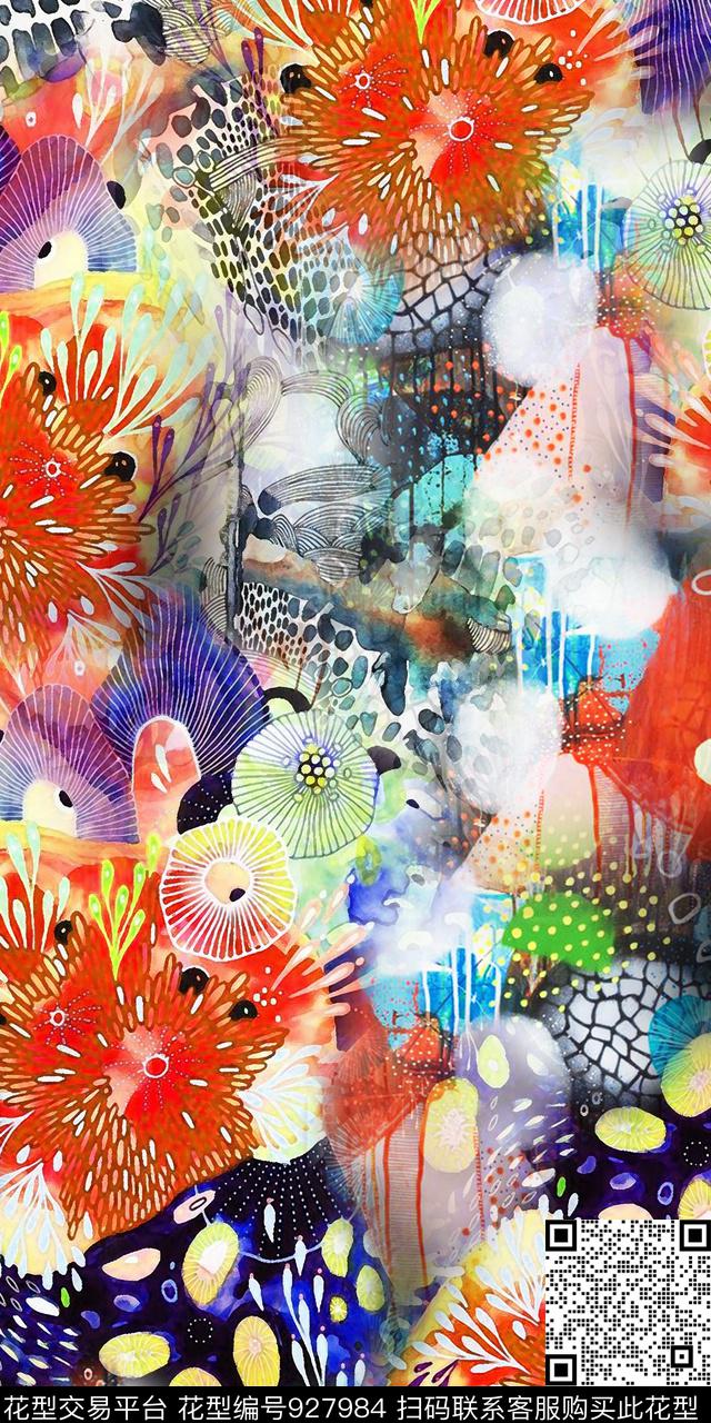趣味肌理抽象数码印花华亿平台下载（图片编号: 927984） - 瓦栏（Walan）