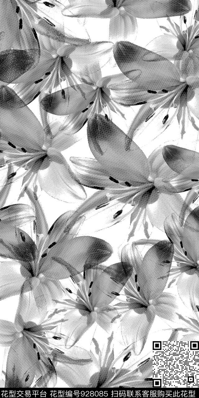 数码华亿平台波点黑白华亿平台数码印花华亿平台下载（图片编号: 928085） - 瓦栏（Walan）