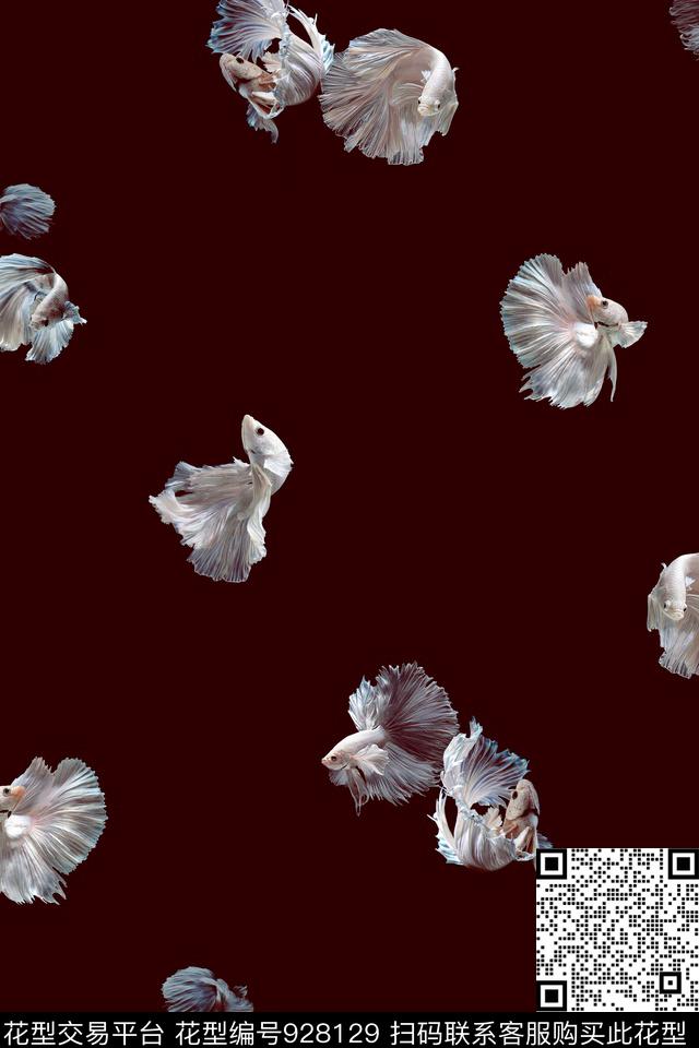 动物鱼斗鱼数码印花华亿平台下载（图片编号: 928129） - 瓦栏（Walan）